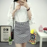 格缇妃 ぶ2016春夏新款韩版波点A字裙高腰半身裙圆点短裙女包臀裙