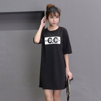 格缇妃 2016夏装新款3D刺绣字母花开叉连衣裙6618