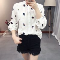 格缇妃 ぶ 2016高端 重工刺绣棉麻休闲衬衣女