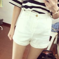 格缇妃 ぶ7735#高腰牛仔短裤女白色牛仔短裤弹力显瘦热裤