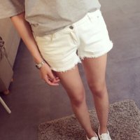 格缇妃 ぶ7719# 2016修身显瘦毛边牛仔短裤女学生热裤子