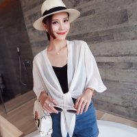 格缇妃 ぶ薄雪纺小披肩短袖夏季短款长裙外搭开衫外套女装3269