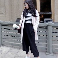 格缇妃 ぶ2016夏装新款女韩版简约气质潮人百搭显瘦阔腿裤休闲九分裤5059