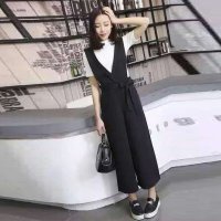 格缇妃 ぶ2016新款阔腿背带裤修身蝴蝶结连体裤九分裤背带裤803#