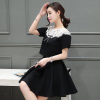 格缇妃 ぶ626# 2016春夏新款女蕾丝短袖上衣大摆a字半身裙套装