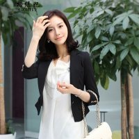 格缇妃 δ2016新款韩版休闲七分袖气质修身小西装外套女短款 6267#