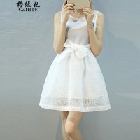 格缇妃 ま2016夏装修身露肩欧根纱女装套装中长款蓬蓬裙9119#