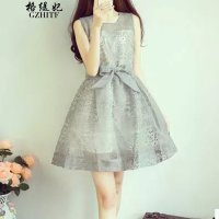 格缇妃 δ2016修身露肩连衣裙欧根纱女装套装中长款蓬蓬裙薄9119#