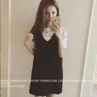 格缇妃 δ8008#大码女装春季新款两件套百搭连衣裙吊带裙胖mm宽松显瘦连衣