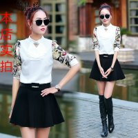 格缇妃 δ时尚套装女连衣裙2016春装新款修身显瘦长袖小香风休闲两件套