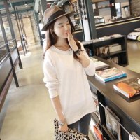 格缇妃 δ 百搭T恤女学生宽松大码长袖打底衫休闲上衣1205#