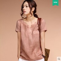 格缇妃 δ 夏装新款拼接复古上衣 做旧宽松文艺短袖t恤女