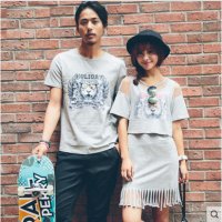 格缇妃 δ 2016韩版情侣装T恤短袖连衣裙夏班服8822#