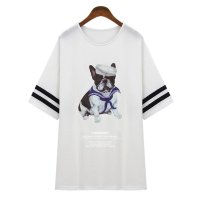 格缇妃 δ 2016春夏装新款胖mm显瘦短款条纹卡通动漫T恤女8564#