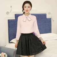 格缇妃 δ 2016新款学生套裙长袖雪纺衫半身裙两件套装裙子