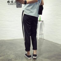 格缇妃 δ2015秋款侧边白边运动裤松紧腰口袋休闲裤女123_4502_22