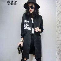 格缇妃 δ2015秋装新款修身显瘦中长款风衣外套女棒球服开衫女116684_40