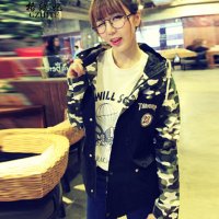 格缇妃 δ2015新款学院风工装外套风衣短外套大码佰1010_1001_57