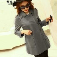 格缇妃 δ2015新款秋装中长款皮风衣外套女16_8131_118