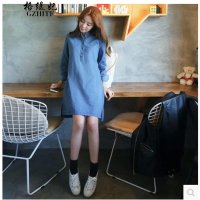 格缇妃 δ2015秋装宽松爆款全棉衬衣牛仔连衣裙