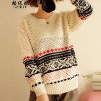 格缇妃 δ2015秋装韩版复古学院风时尚雪花民族风长袖毛衣西222B860220