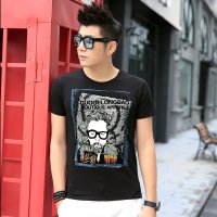 格缇妃 ぶ夏装韩版男士短袖T恤圆领半袖体恤t桖血修身上衣9201