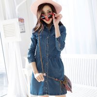 格缇妃 ぶ2016女装中长款i牛仔衫外套修身显瘦连衣裙8826