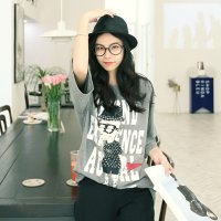 格缇妃 ぶ 2016夏装新款 韩版女装大码宽松圆领卡通字母短袖T恤373#