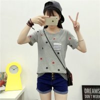 格缇妃 ぶ 夏装韩版宽松短袖t恤女夏大码学生半袖女装0178#