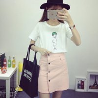 格缇妃 ぶ2016新款包臀一排扣口袋洗水修身半身裙带腰带）8005#