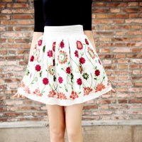 格缇妃 ぶ2016新款名族风花朵刺绣花朵半身裙淑女多层短裙学生裙