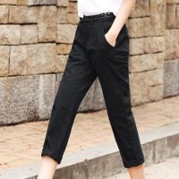 格缇妃 ぶ2016夏女休闲显瘦大码宽松胖mm小脚裤九分短裤1888#