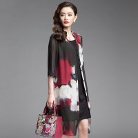 格缇妃 ぶ 2016新品七分袖印花大码宽松 两件套女装8250#