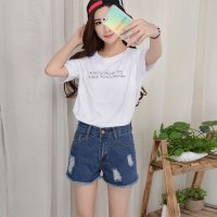格缇妃 ぶ 新款高腰牛仔短裤女夏宽松显瘦阔腿裤热裤3063#