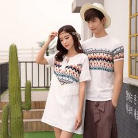 格缇妃 ぶ 2016新品男装短袖t恤半袖旅游度假情侣装民族风白色 8610 白色 尺码