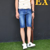 格缇妃 ぶ2016夏季男装新款微弹小脚牛仔短裤韩版五分裤潮修身时尚牛仔855