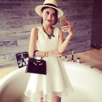 格缇妃 ぶ2016夏季新款名媛森女拼接欧根纱女式蓬蓬裙连衣裙3064#