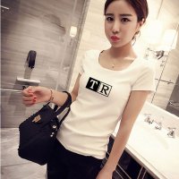 格缇妃 ぶ1614韩夏女装新款修身显瘦白色体恤女士打底衫短袖t恤女半袖上衣