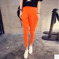 格缇妃 ぶ2016新款韩版显瘦小脚九分裤松紧腰百搭休闲哈伦裤女#337.