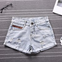 格缇妃 ぶ破洞黑白色牛仔短裤女夏mm毛边2016修身显瘦宽松大码中腰热裤潮.