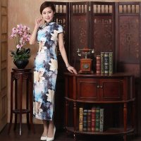 格缇妃 ぶ长款旗袍2016中国风设计师印花修身显瘦中式改良旗袍连衣裙女新款
