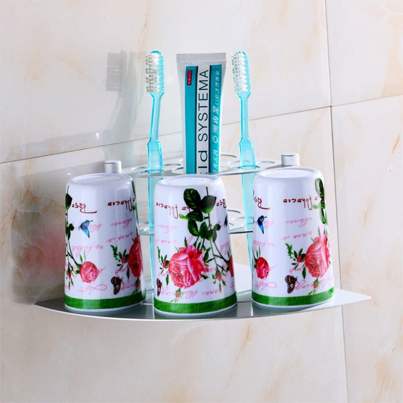 太空铝牙杯架 卫浴牙刷漱口杯架 牙刷架 太空铝杯架 太空铝牙具架 三角形 浴室置物架 卫生间厕所置物架