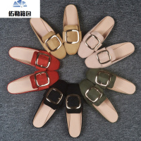 春夏平底方头包头半拖鞋女懒人外穿凉拖妈妈鞋大小码31-33 41-44