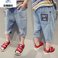 男童牛仔中裤短裤2018夏装薄款儿童裤子男孩七分裤马裤潮宽松童装
