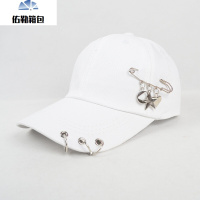 带环帽子夏韩版女带环的别针女款鸭舌帽潮可爱棒球帽wcy守望者白色可节