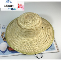 遮阳帽 竹编帽子农民田园凉帽户外休闲太阳帽男女春 夏天wd 图片色 M(56-58cm)