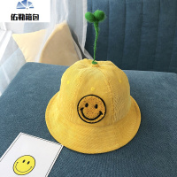 儿童渔夫帽女春秋韩版灯芯绒小女童遮阳帽卡通男童盆帽宝宝帽子潮zyx黄色均码