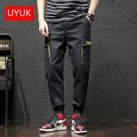 UYUK日系水洗工装裤男宽松束脚裤男士大码休闲裤男时尚运动裤男青少年百搭小脚裤哈伦裤男