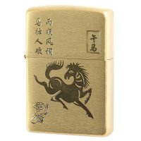 美国芝宝ZIPPO防风打火机 纯铜拉丝204B中国版十二生肖系列 午马