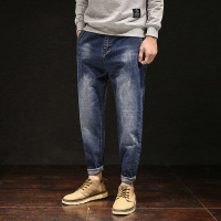 李维犀牛(LEEVIRHINO)2021秋冬新款高弹力松紧腰牛仔裤男宽松潮流显瘦小脚哈伦九分裤-2